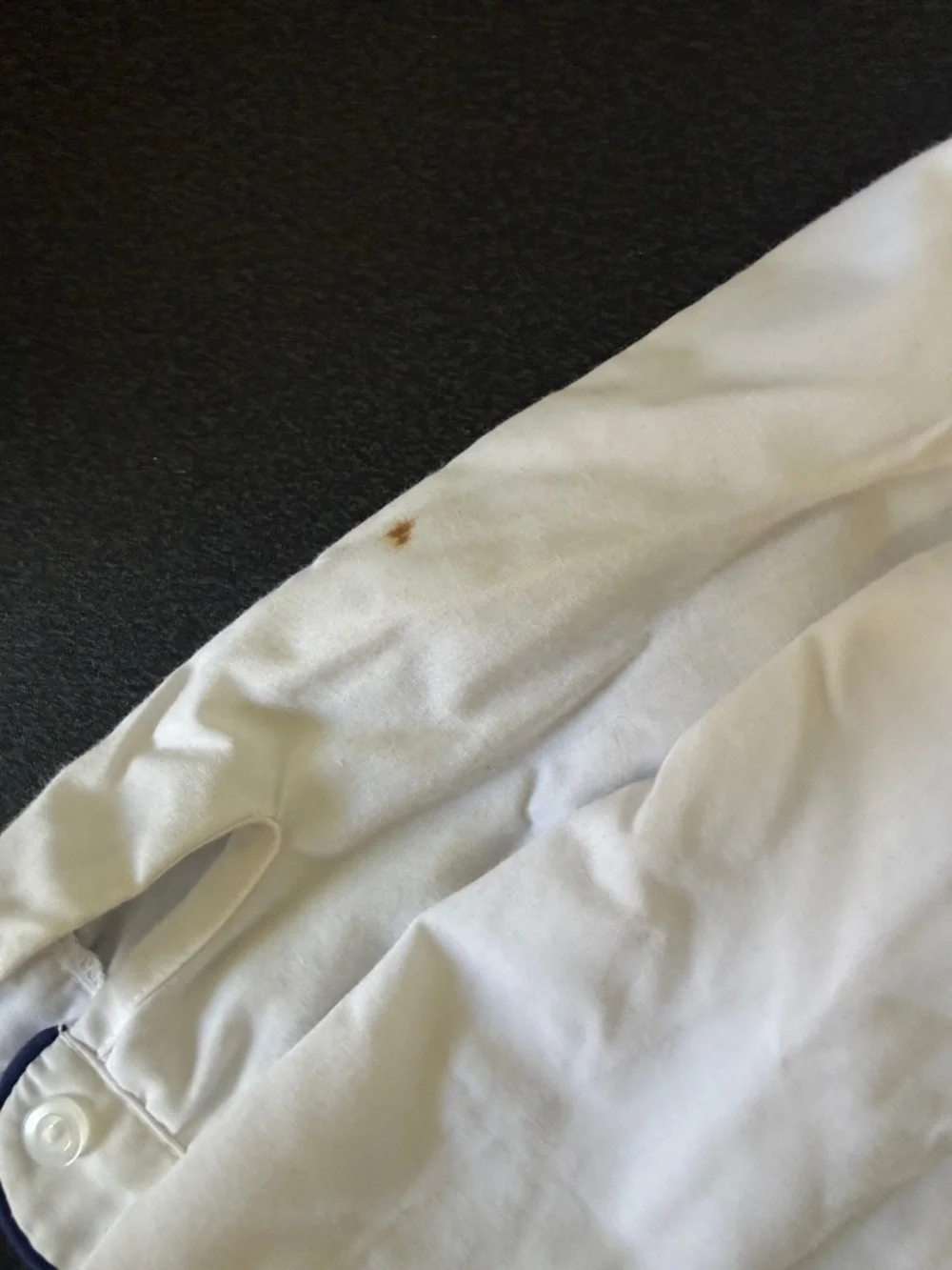 Alyssa Girls' White Button-Down Shirt with Navy Trim 90’s